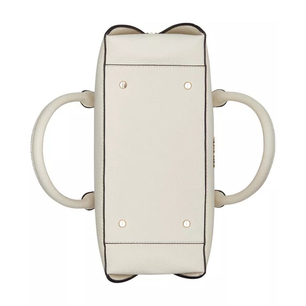 Calvin Klein Deandra Pebble Leather Satchel Crossbody Gold Zip Cherub White - Picture 4 of 8